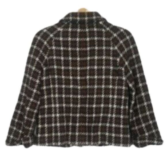 Banana Republic Preppy Wool Houndstooth Plaid Peacoat - Picture 4 of 5